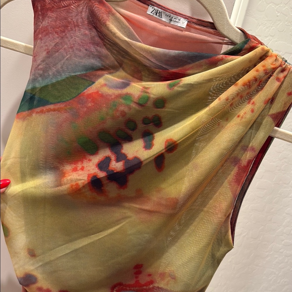 Zara Multicolor Draped Sleeveless Top - Picture 3 of 5